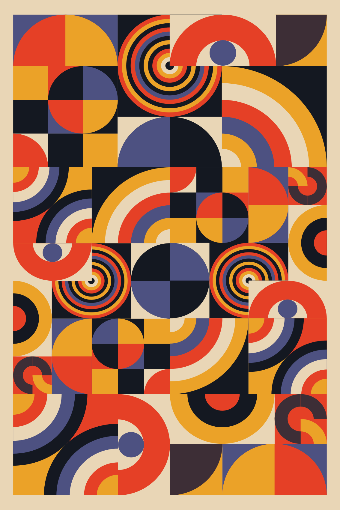Poster salotto cerchi bauhaus colorati - TenStickers