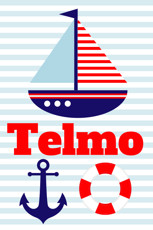 Poster d'arredo per la cameretta barca a vela con nome - TenStickers