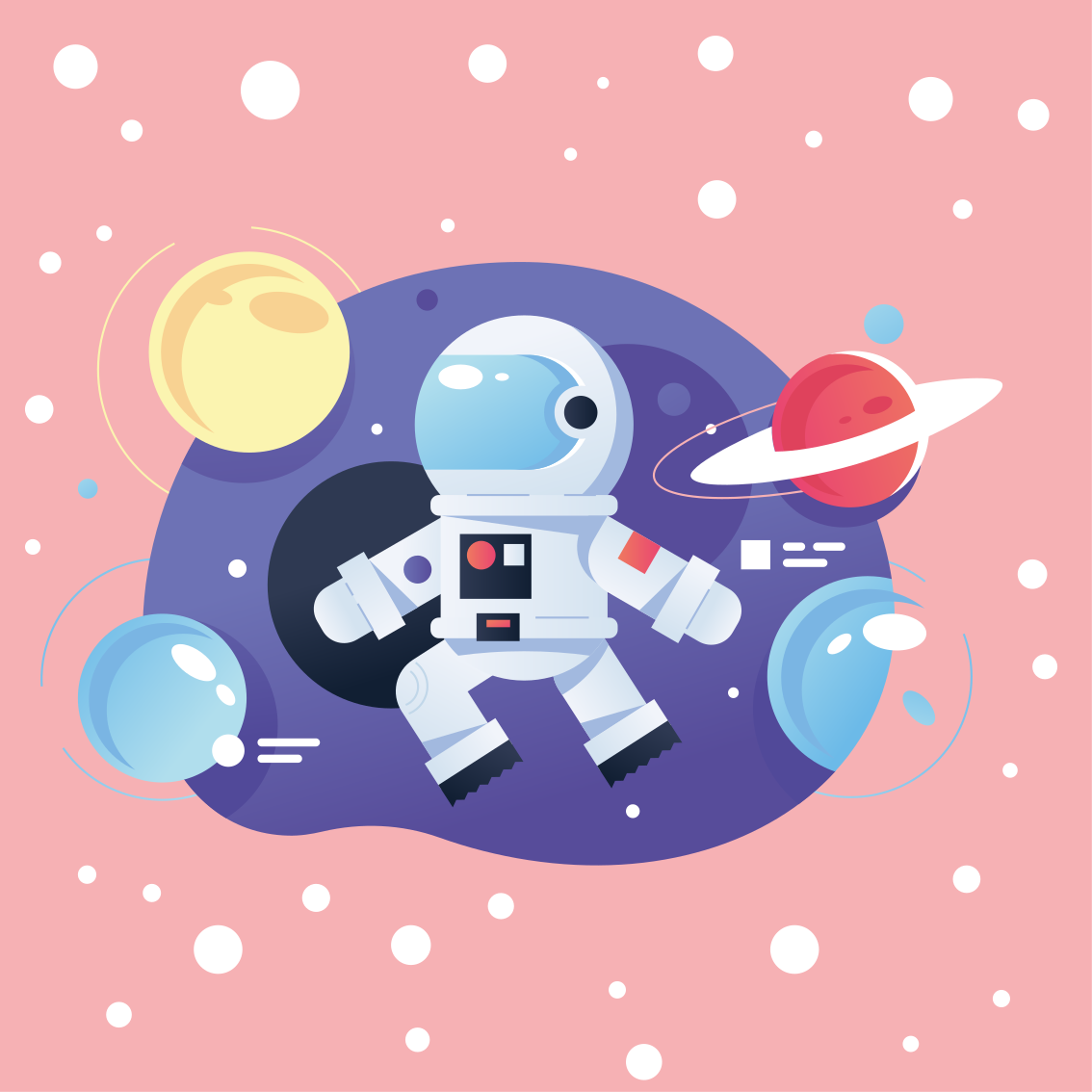 Poster d'arredo per la cameretta simboli di astronauta cartoon - TenStickers
