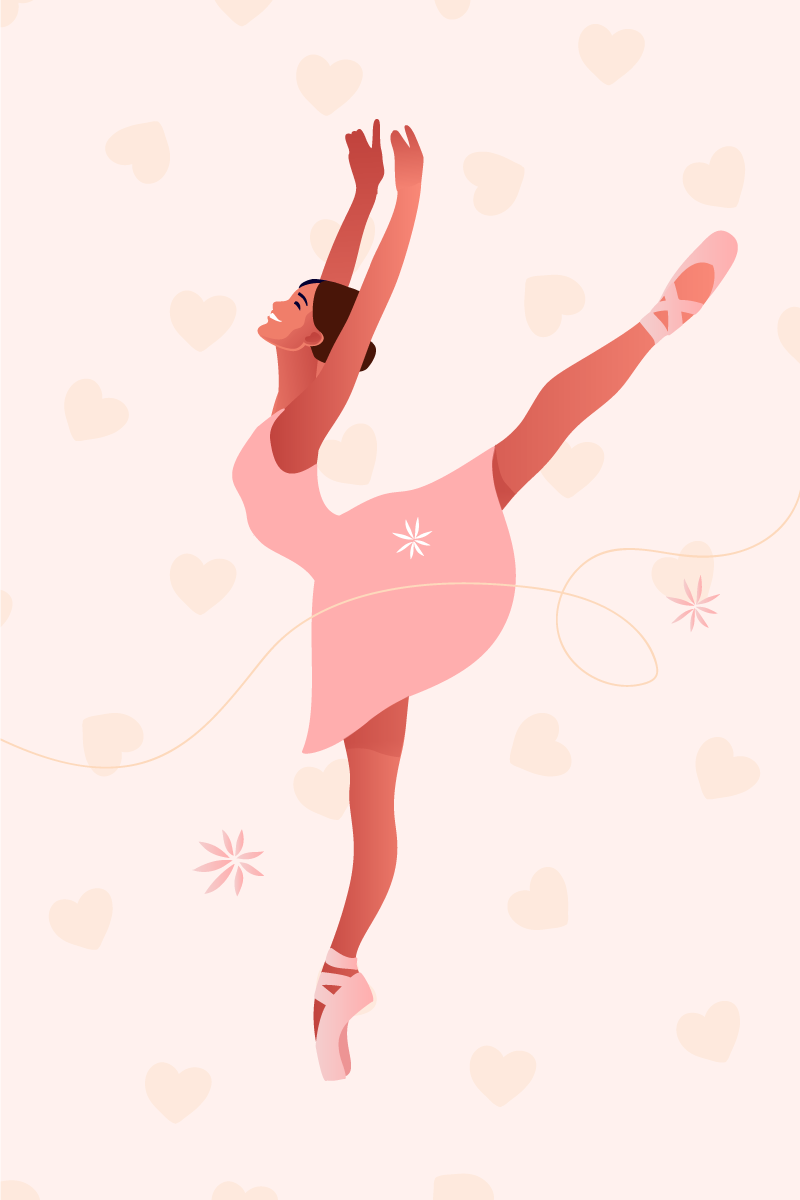 Poster d'arredo per la cameretta ballerina con cuori - TenStickers