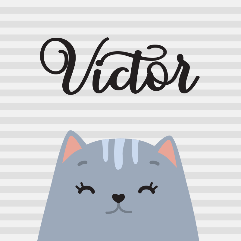 Poster d'arredo per la cameretta gatto nordico con nome - TenStickers