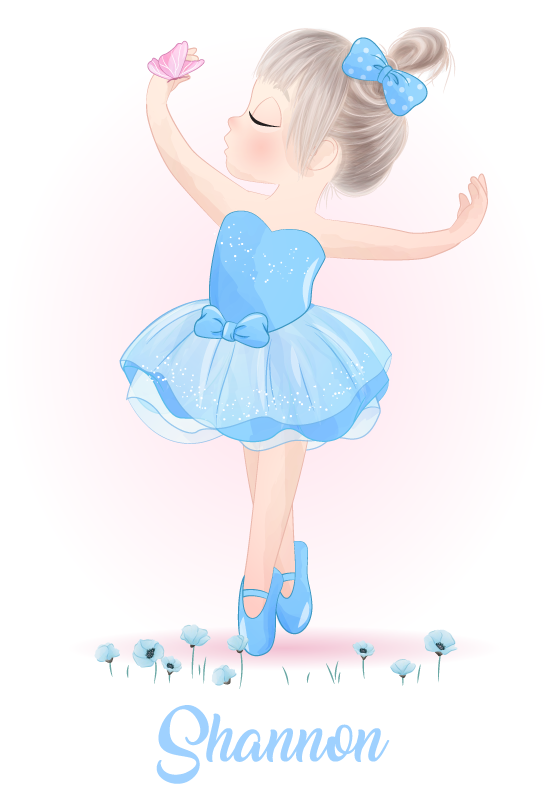 Poster d'arredo per la cameretta ballerina blu con nome - TenStickers
