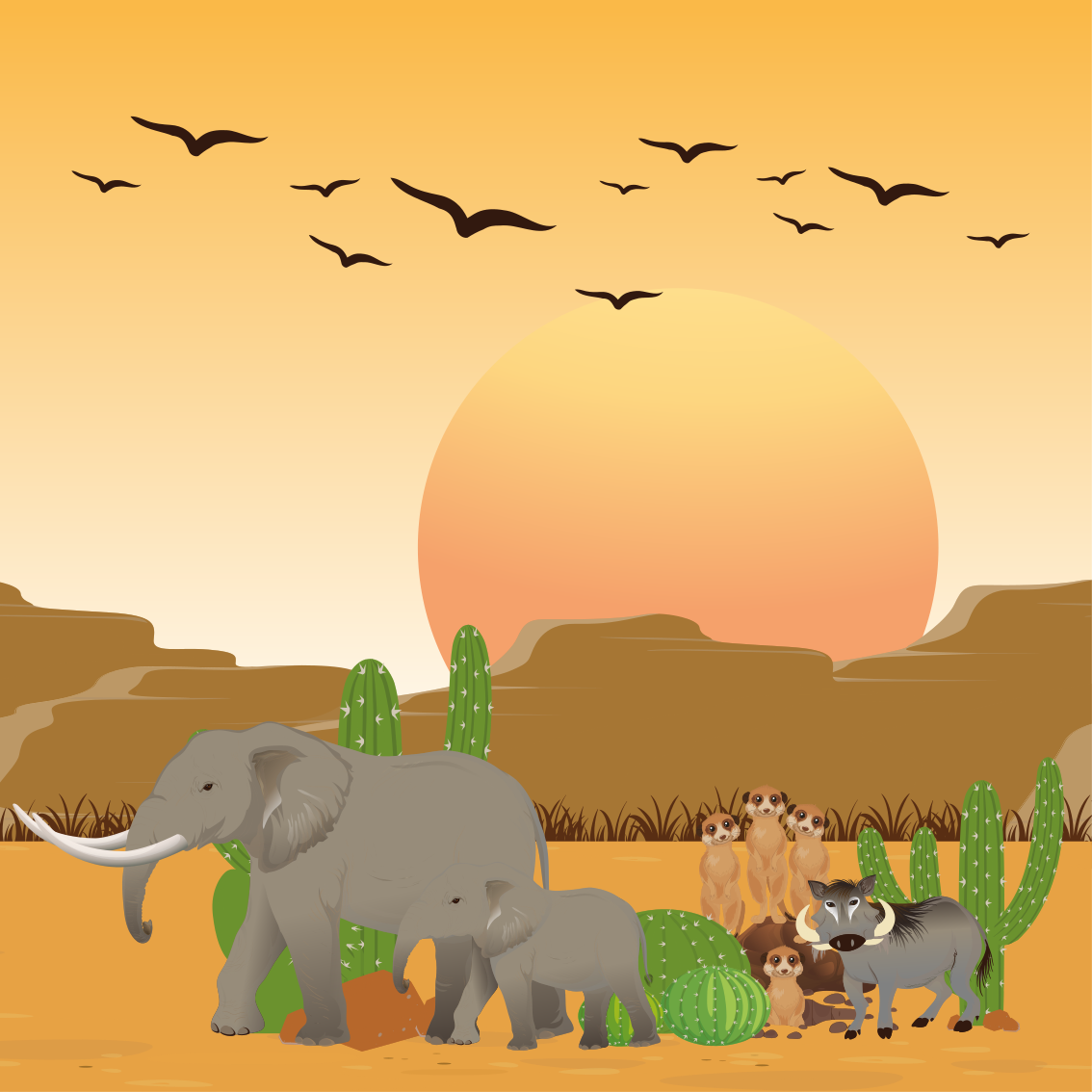 Poster per la cameretta animali africani nel loro habitat - TenStickers