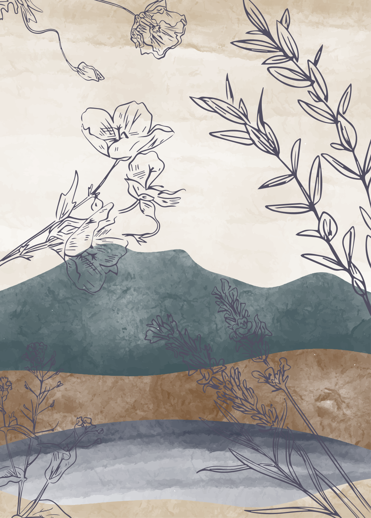 Poster piante e fiori silhouette botanica - TenStickers