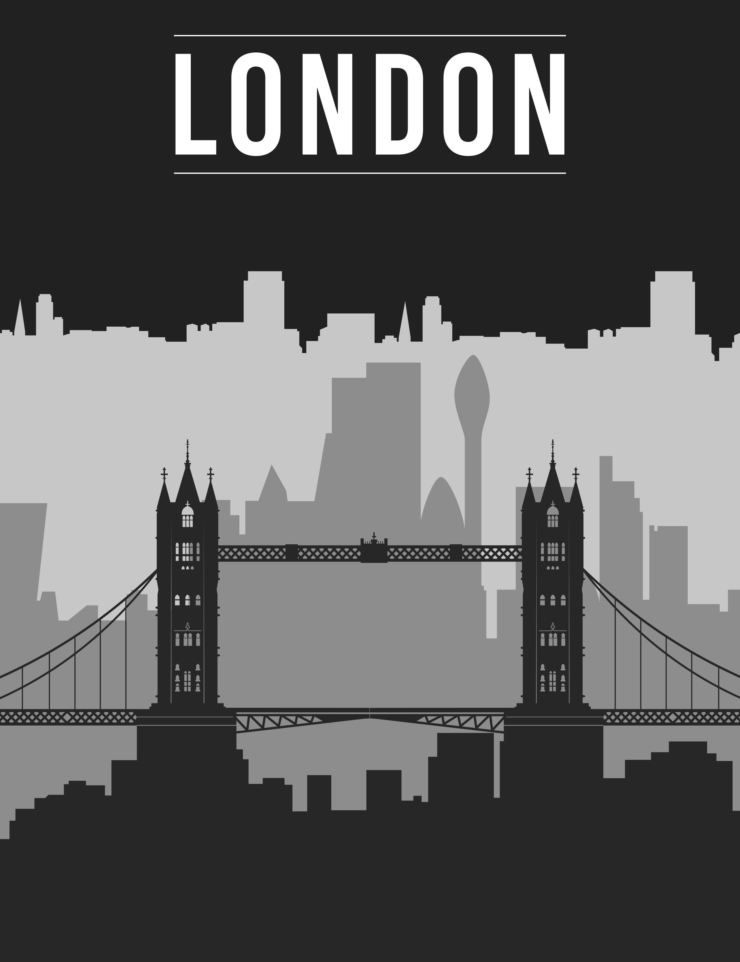 Poster citazioni skyline di londra in bianco e nero - TenStickers