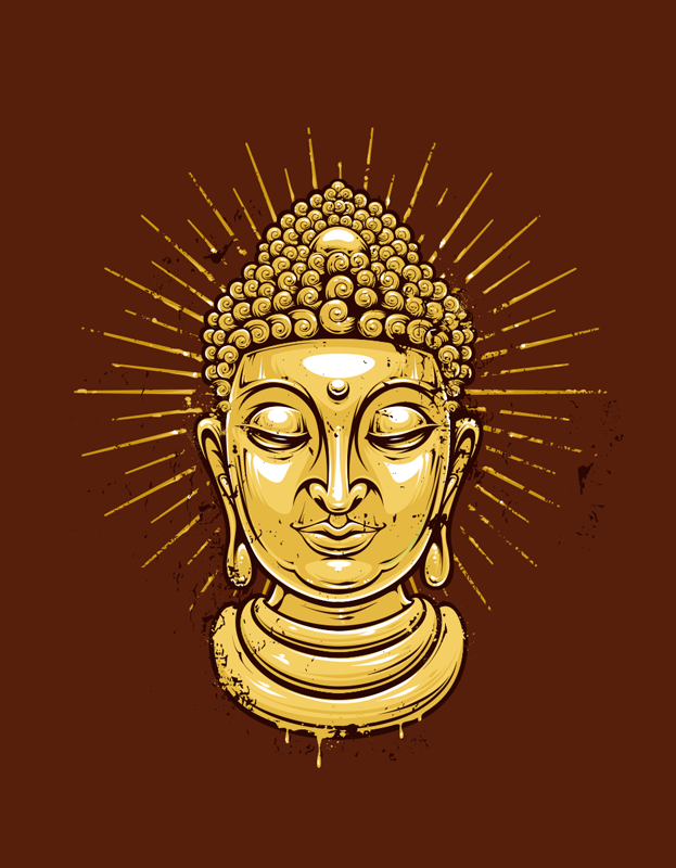 Poster spirituali sillouette di buddha dorato - TenStickers