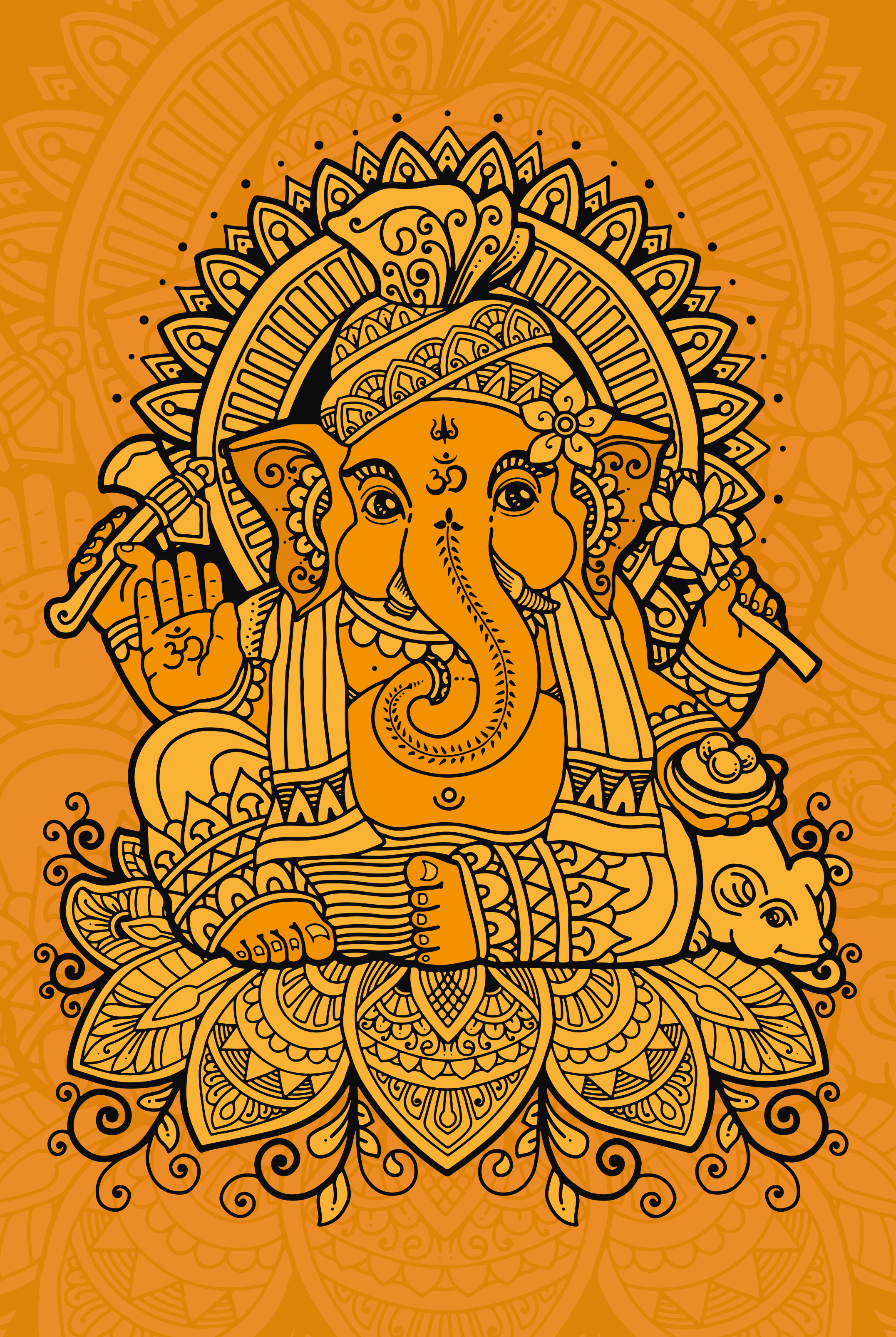 Poster spirituali mandala con ganesha al centro - TenStickers
