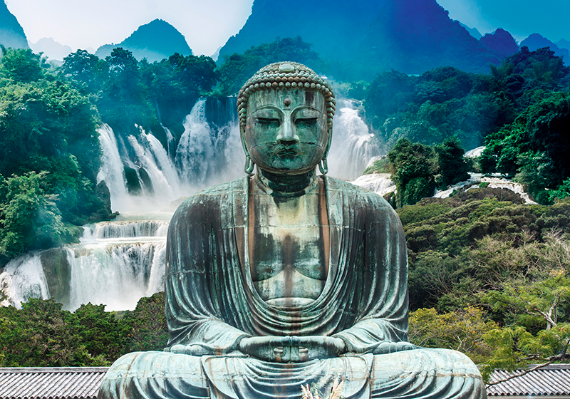Poster spirituali cascata del buddha serene - TenStickers