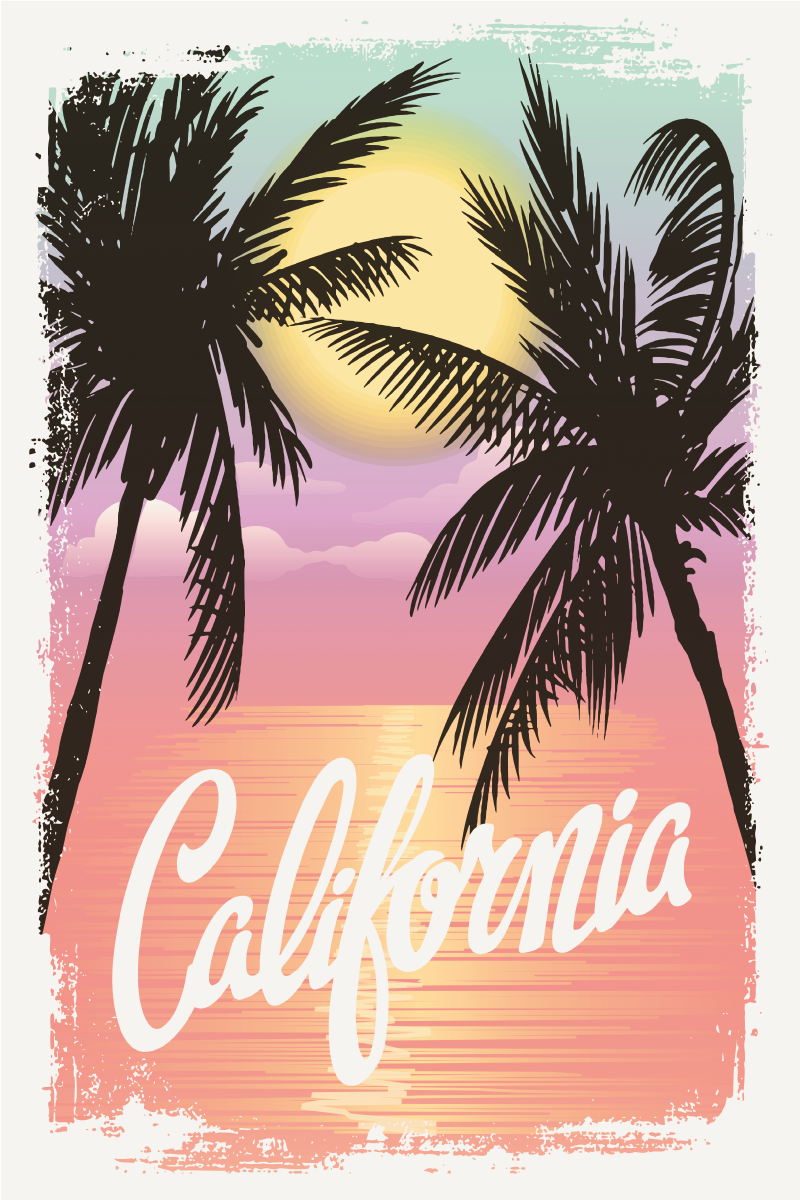 Poster città atmosfere di tramonto californiano - TenStickers