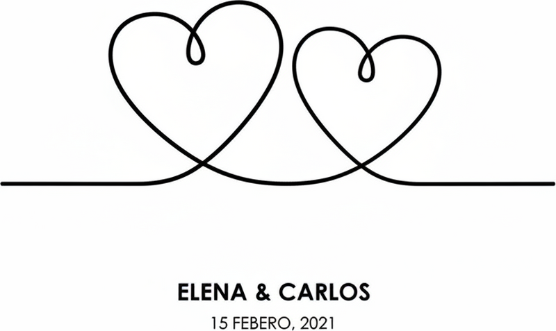 Poster da parete personalizzati cuore a linea singola - TenStickers