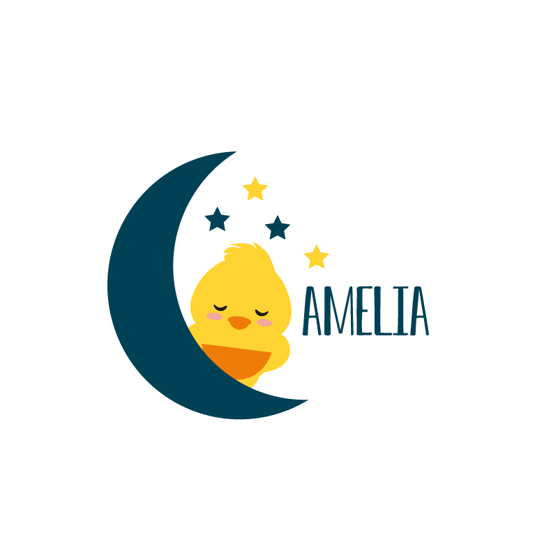 Poster da parete personalizzati pulcino sognante luna - TenStickers