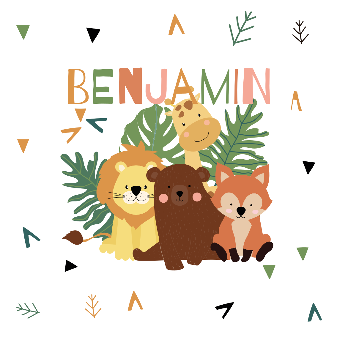 Poster da parete personalizzati incontro di amici animali - TenStickers