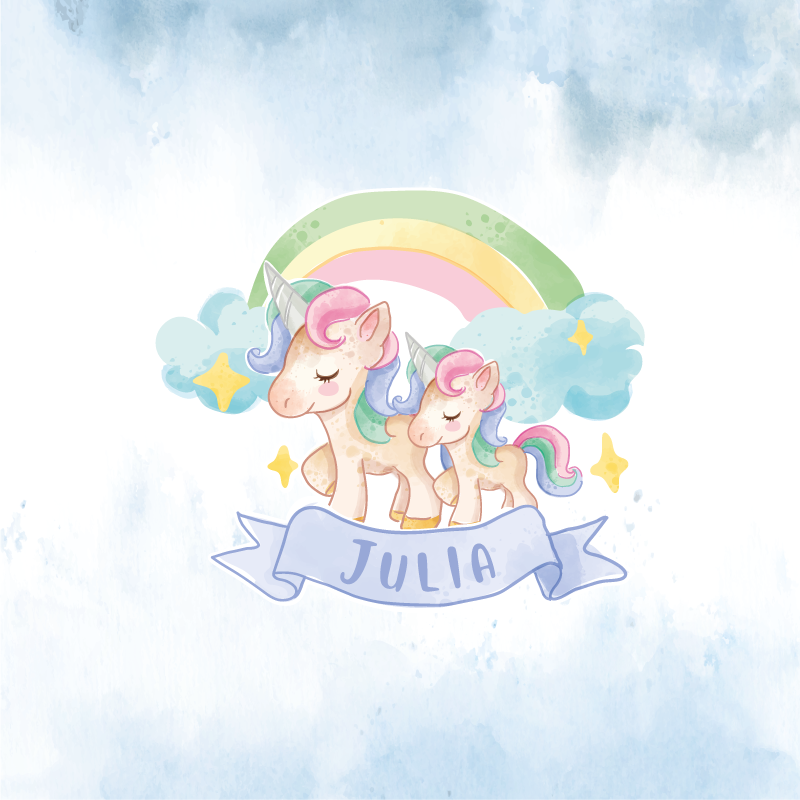 Poster da parete personalizzati coppia di unicorni - TenStickers