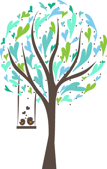 Poster albero uccelli altalena - TenStickers