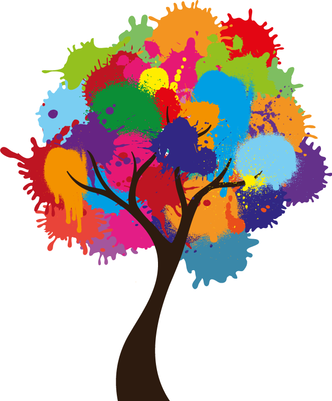 Poster albero esplosione di colori - TenStickers
