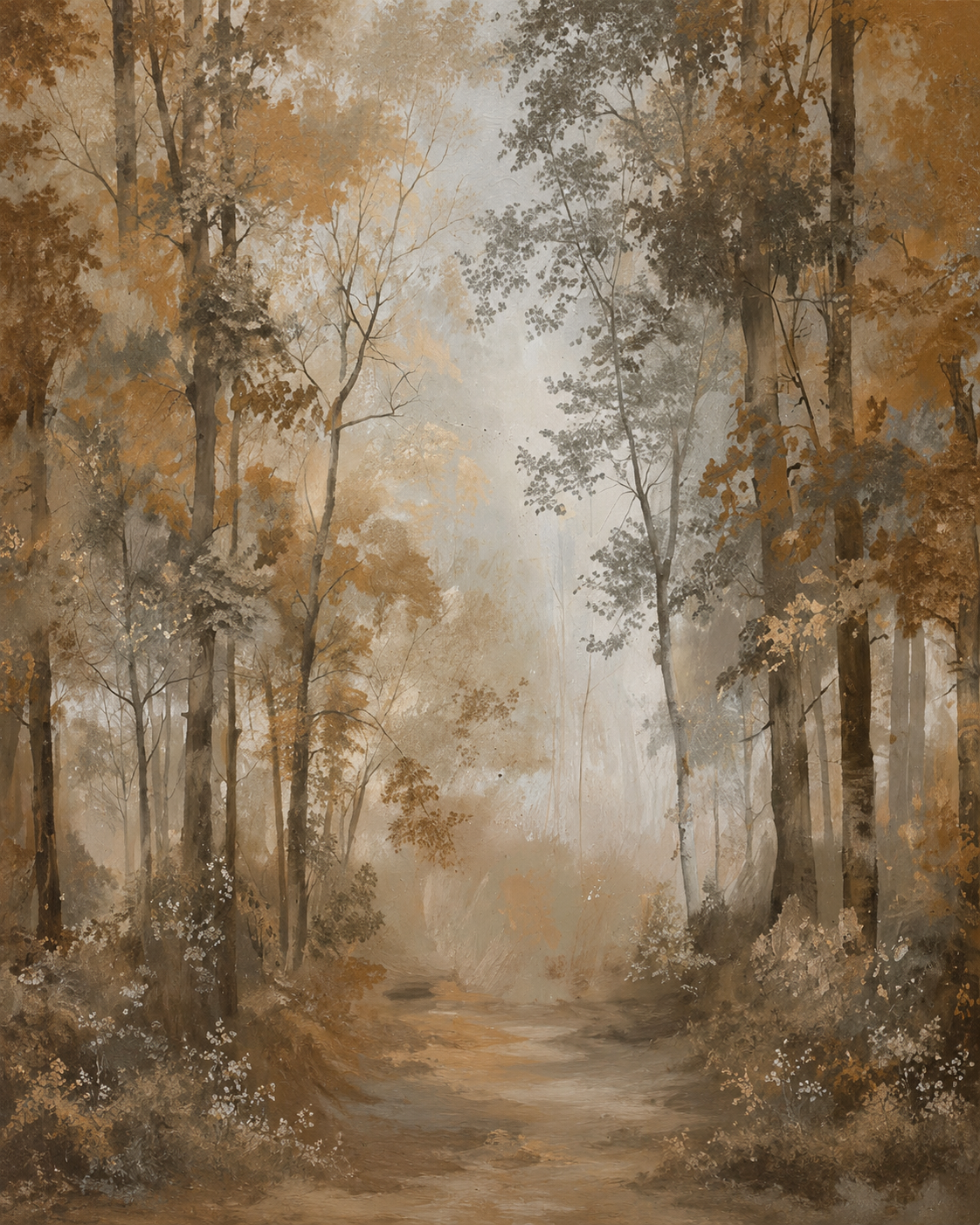 Poster albero bosco d'autunno ambra - TenStickers