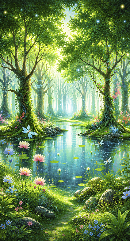 Poster albero affresco fatato giocoso - TenStickers