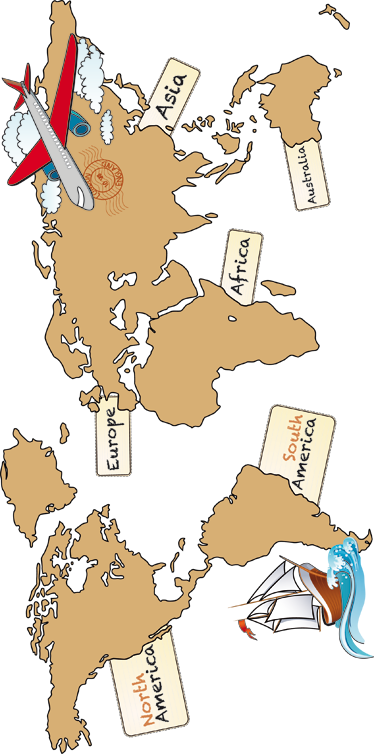 Mappa del mondo poster in vinile continenti inglese - TenStickers
