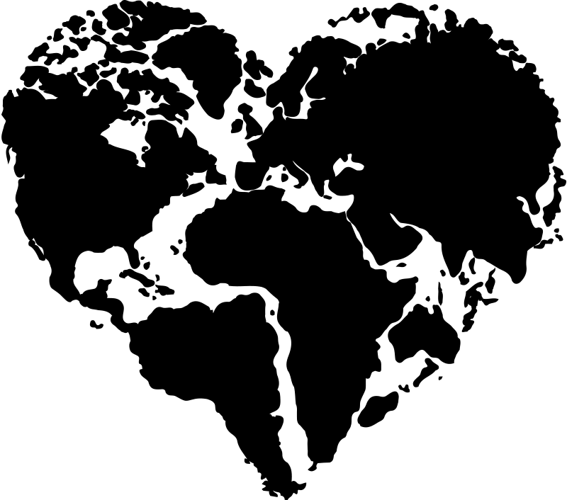 Mappa del mondo poster adesivo a forma di cuore - TenStickers