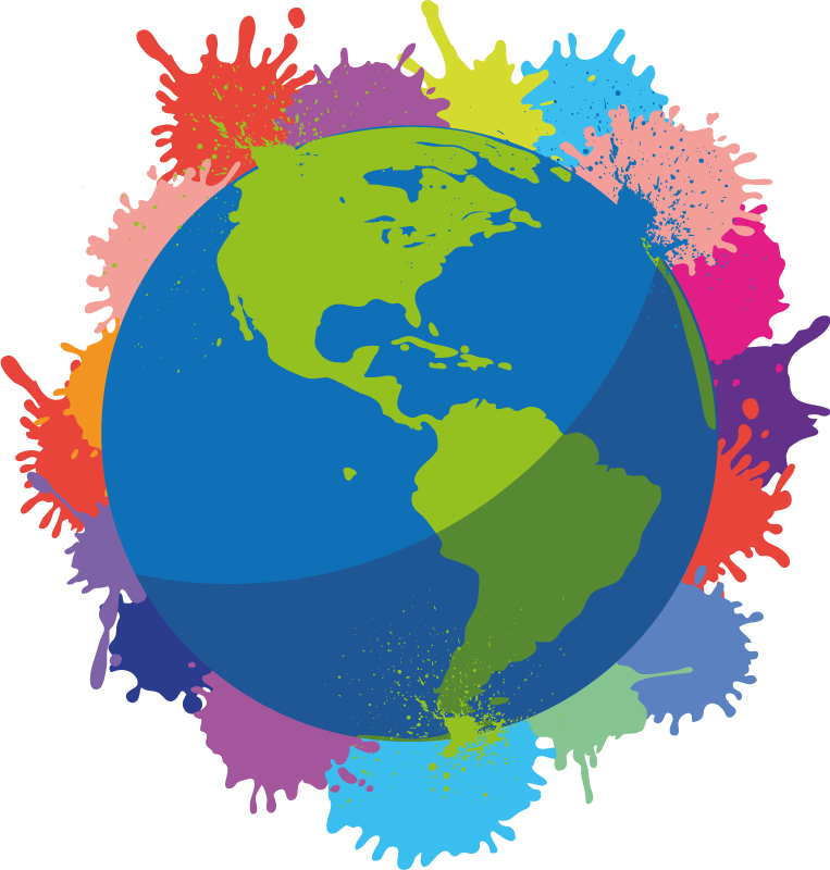 Mappa del mondo poster colori splash - TenStickers
