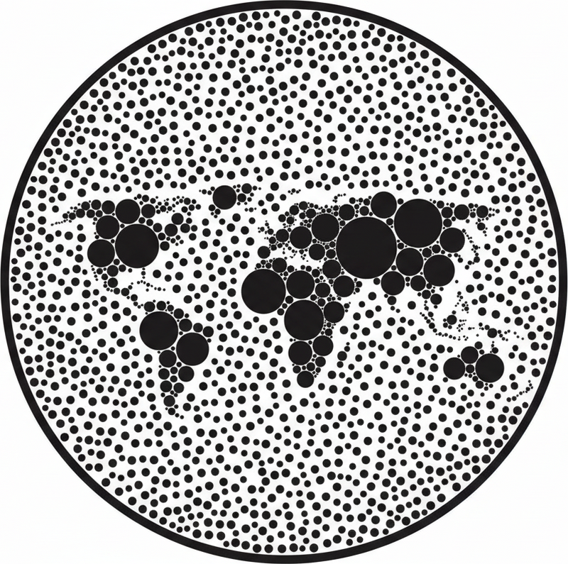 Mappa del mondo poster design globale circolare - TenStickers
