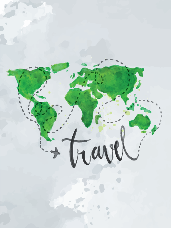 Mappa del mondo poster acquerello da viaggio - TenStickers