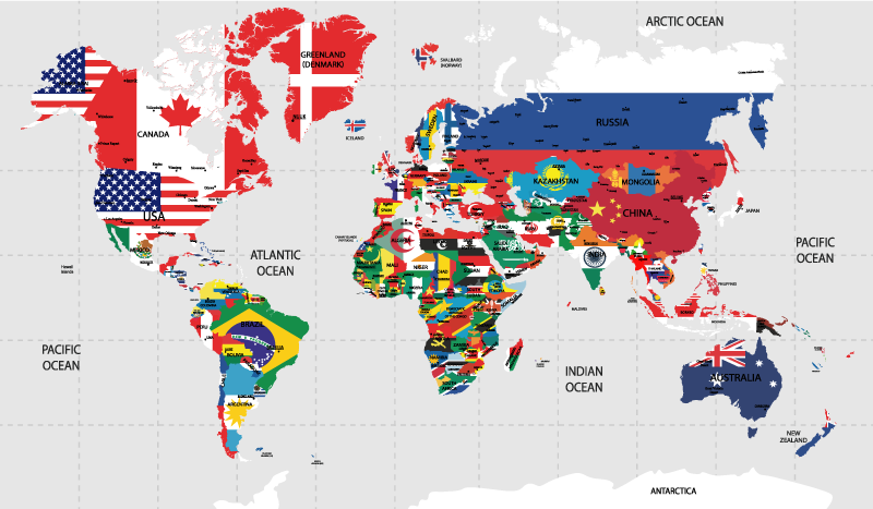 Mappa del mondo poster politica - TenStickers