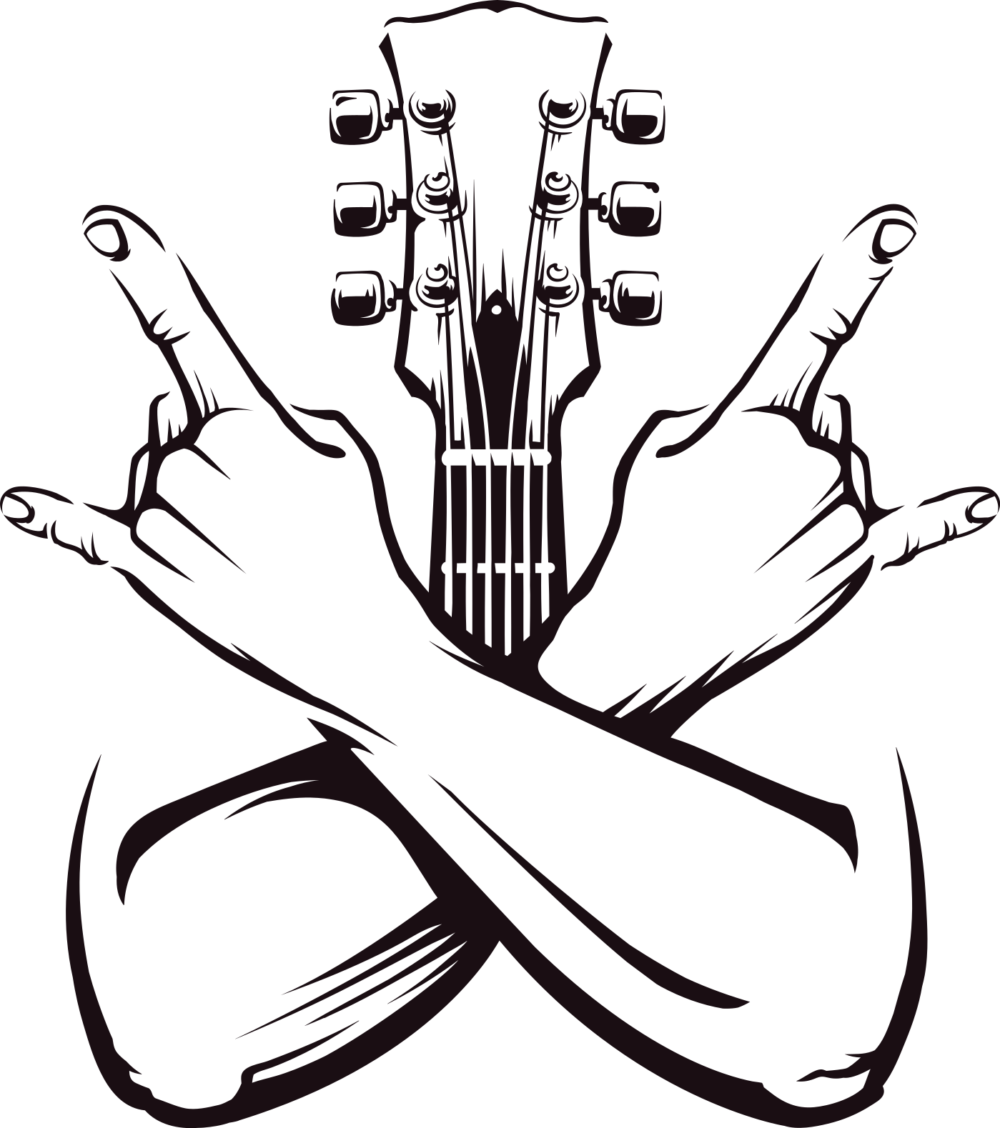 Poster di musica segno delle mani incrociate rock - TenStickers