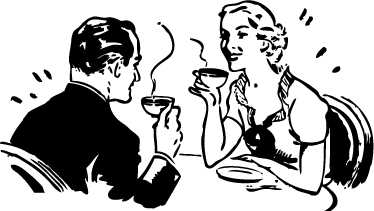 Poster retrò coppia che prende caffè - TenStickers