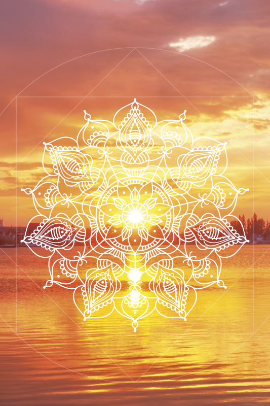 Poster di paesaggio mandala del sole al tramonto - TenStickers