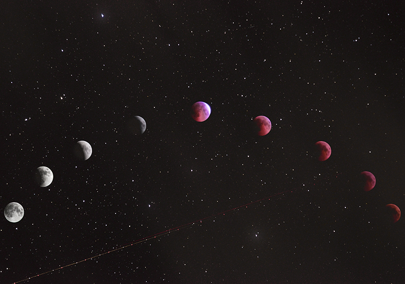 Poster di paesaggio fasi lunari con sfondo galattico - TenStickers