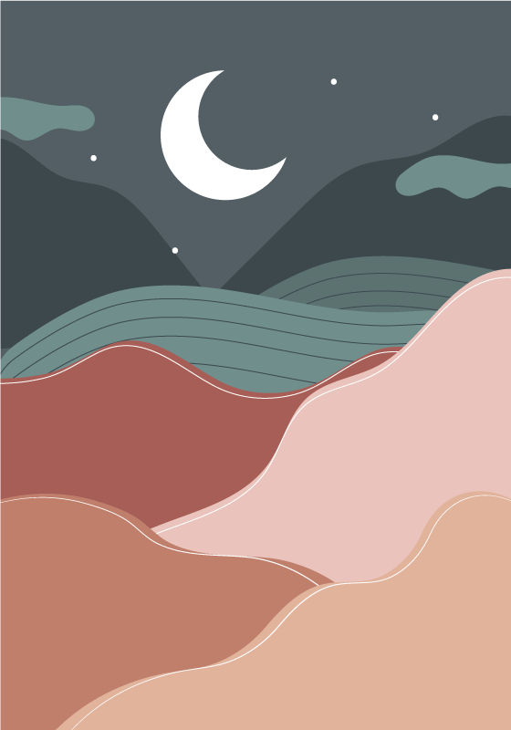 Poster di paesaggio notte boho - TenStickers