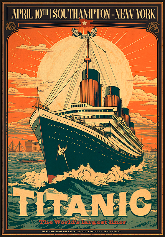 Poster retrò viaggio inaugurale del titanic - TenStickers