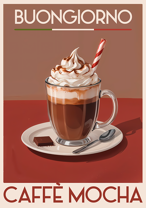 Poster retrò caffè "mocha" - TenStickers