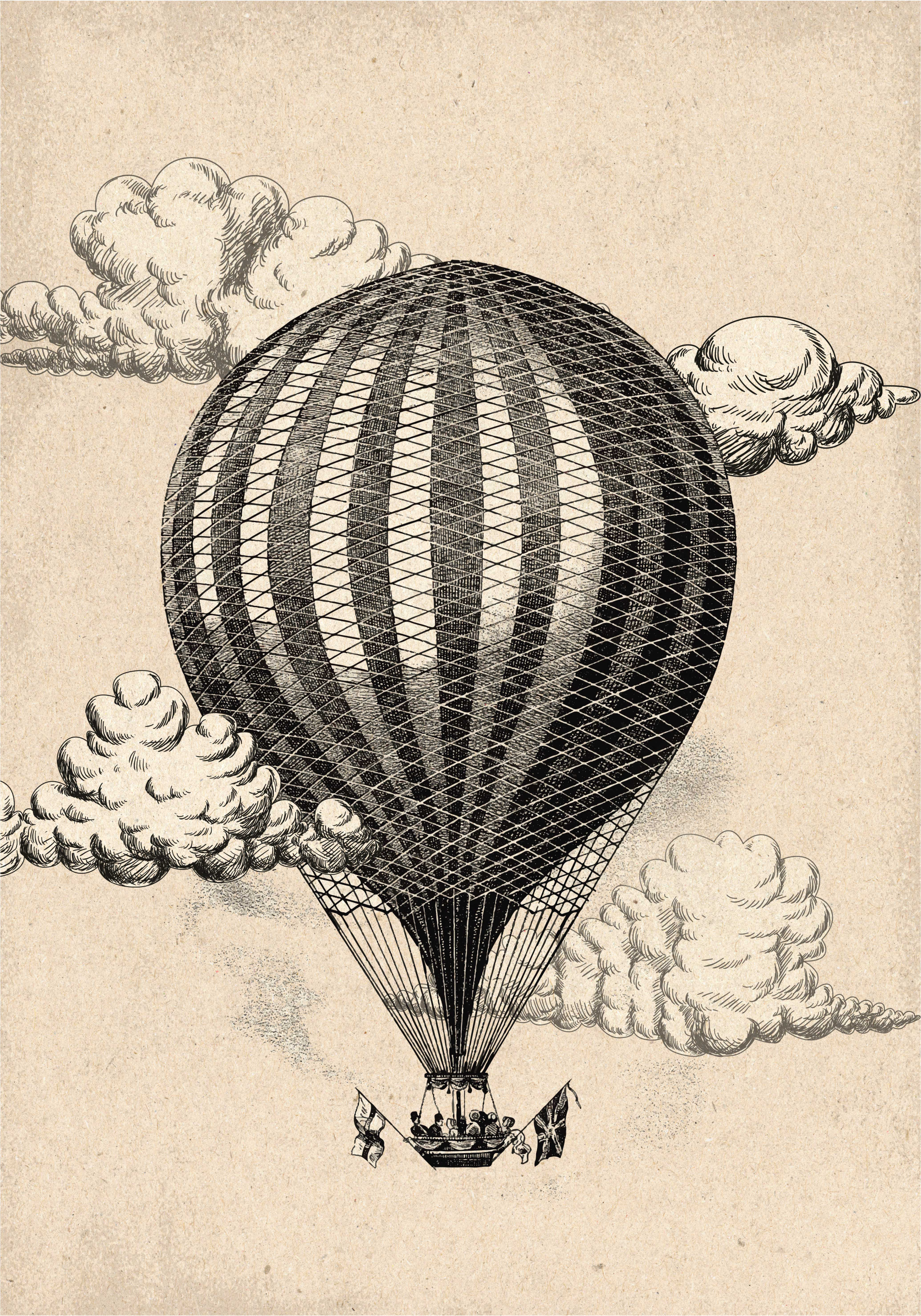 Poster retrò pallone aerostatico vintage - TenStickers