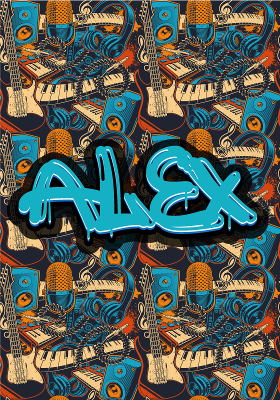 Poster adolescenti graffiti musicali personalizzati - TenStickers