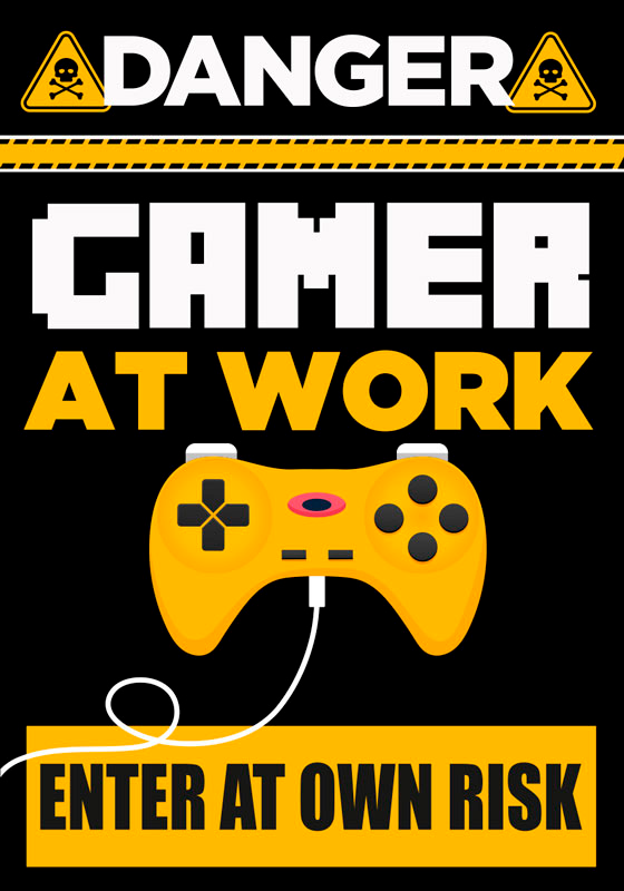 Poster videogioco pericolo gamer al lavoro - TenStickers
