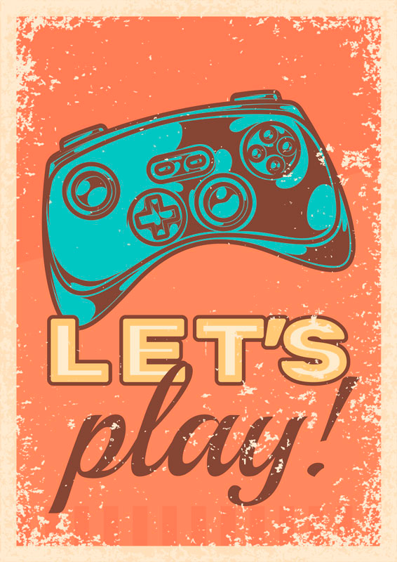 Poster videogioco stile retrò "let's play" - TenStickers