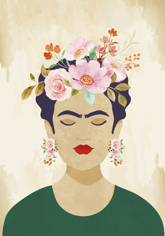 Poster a tema floreale donna con fiori - TenStickers