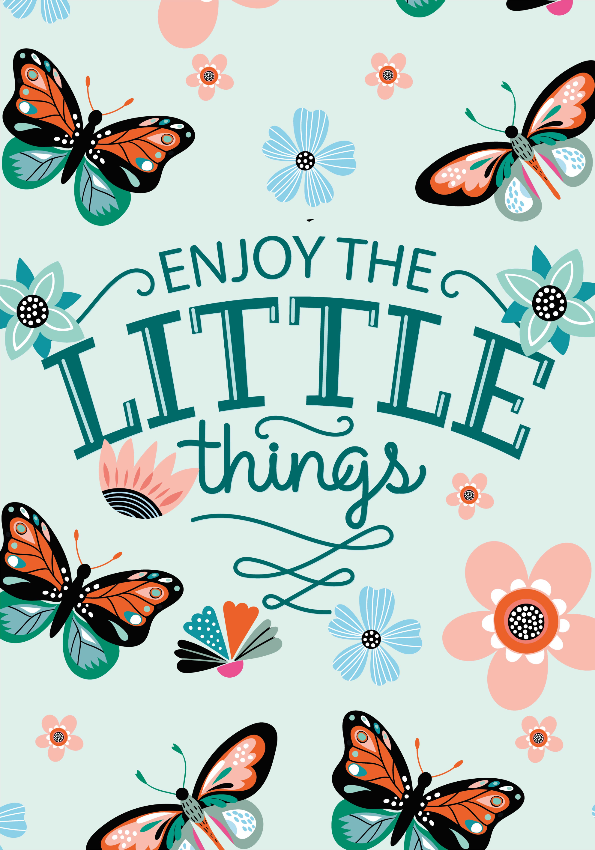 Poster a tema floreale goditi le piccole cose - TenStickers