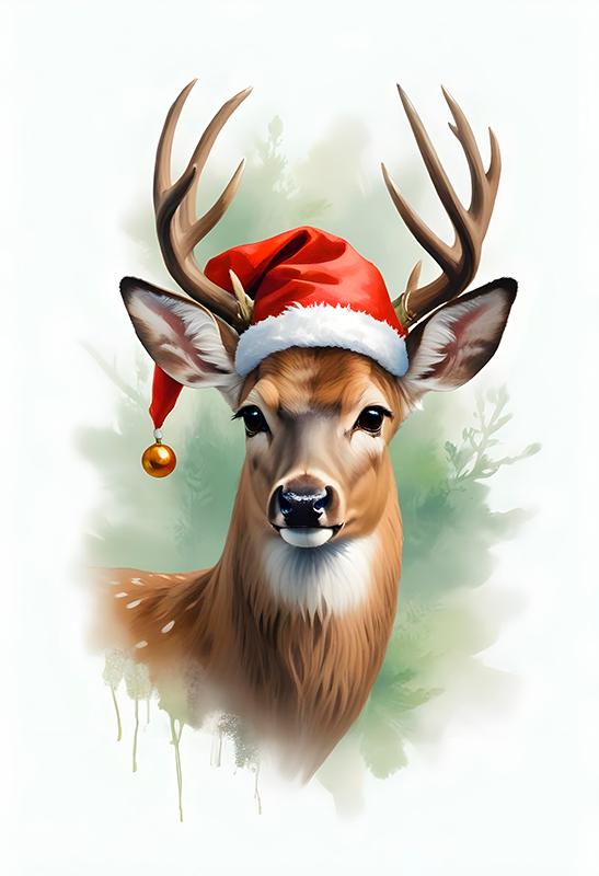Poster di babbo natale e renna di babbo natale - TenStickers