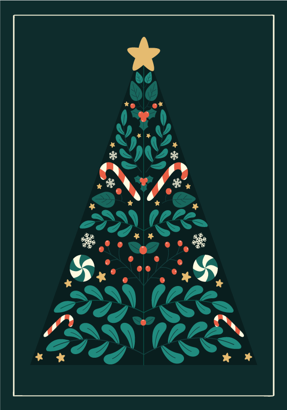 Poster di babbo natale albero di natale - TenStickers