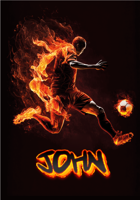 Poster calcio giocatore in fiamme - TenStickers