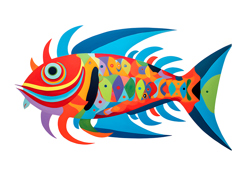 Poster artistici pesci multicolori - TenStickers