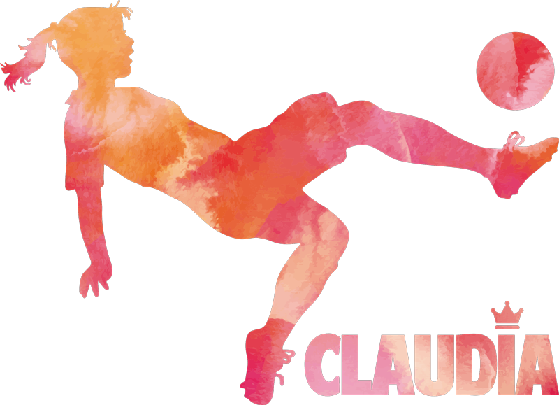 Poster calcio giocatrice con nome che calcia - TenStickers
