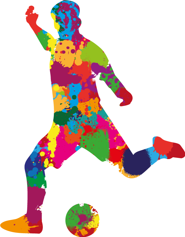 Poster calcio giocatore spruzzi di colori - TenStickers