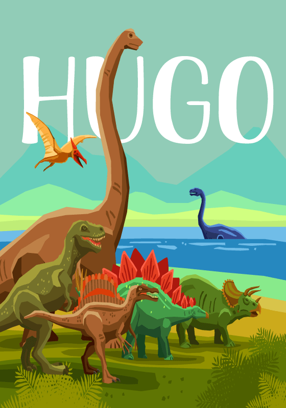 Poster con dinosauri e nome personalizzato - TenStickers