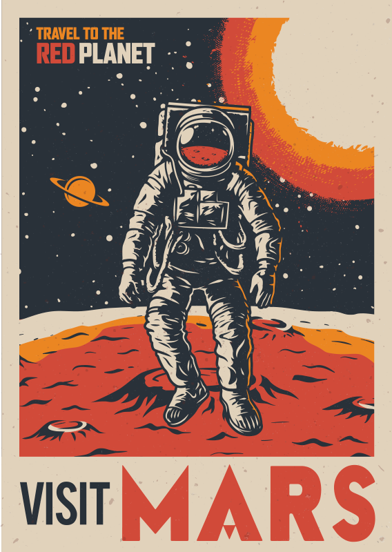 Poster con astronauta su marte - TenStickers