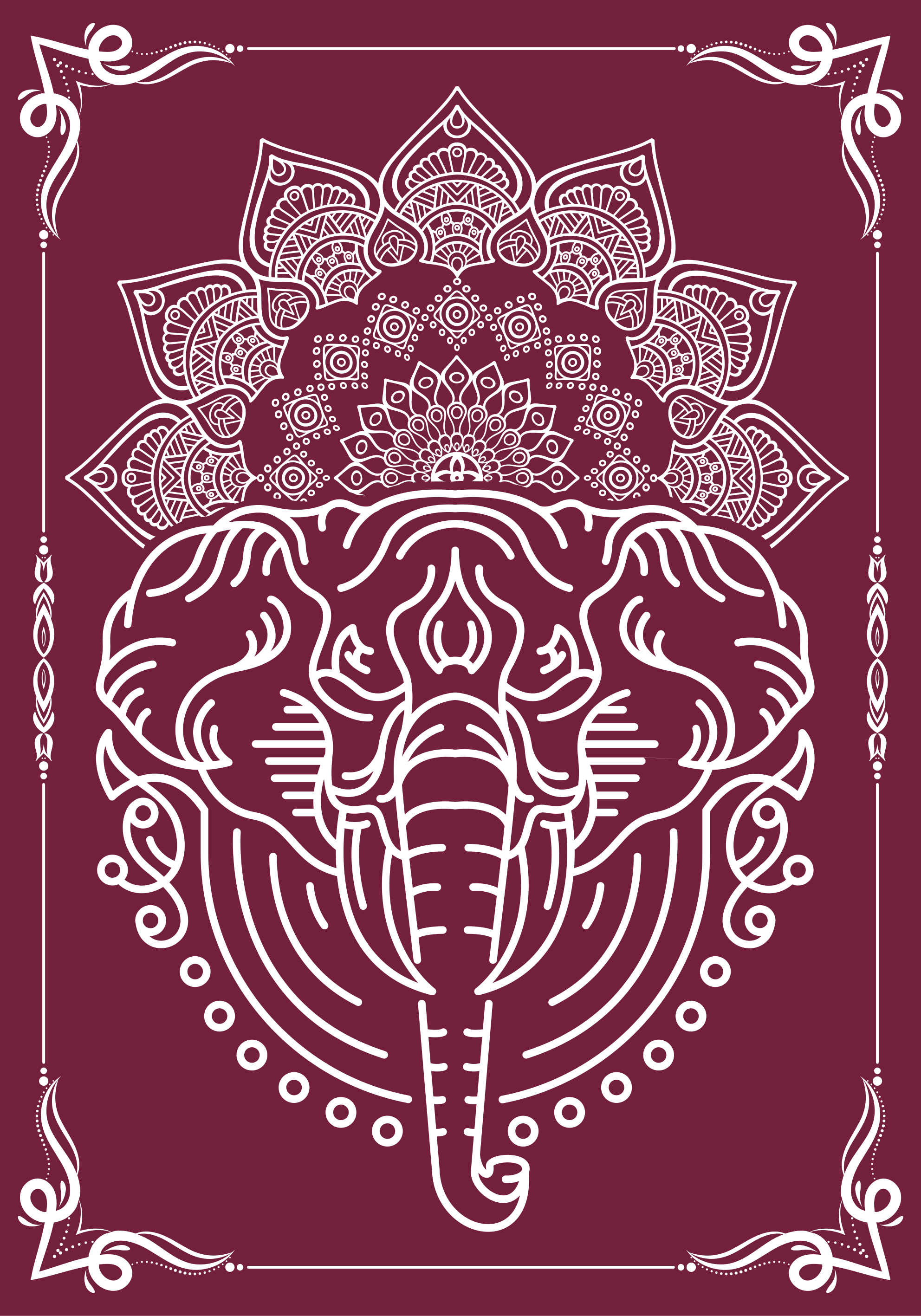 Poster con elefante con effetto mandala - TenStickers