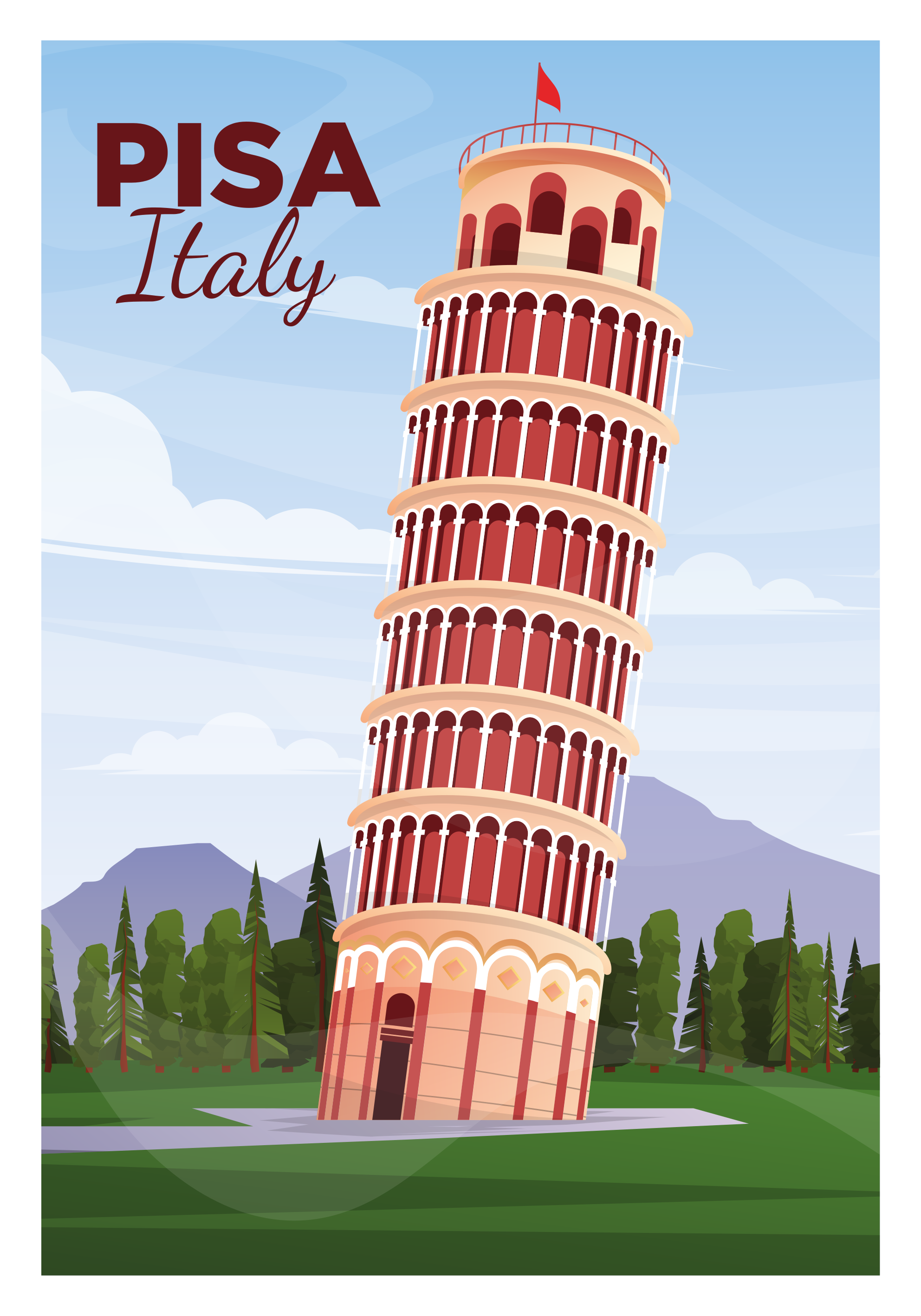 Poster con la torre di Pisa - TenStickers